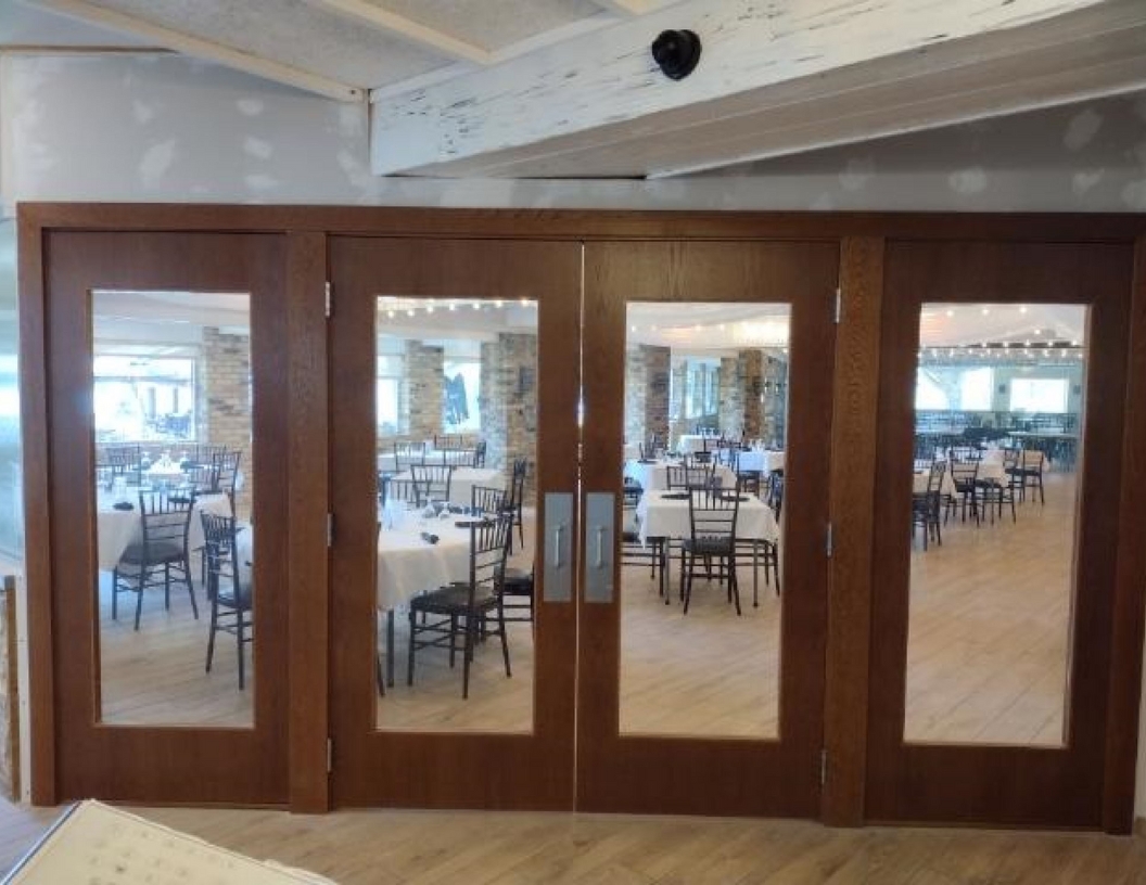Commercial wood door installation for a business entrance — quality craftsmanship
